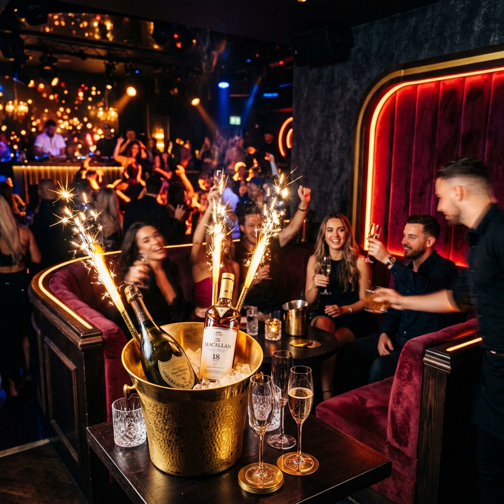 VIP bottle service with sparklers at SINNERR